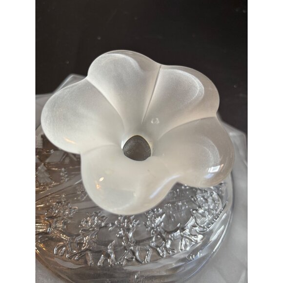 Vintage Mikasa Silent Night Frosted Glass Pedestal Bon Bon Plate Footed 9" Chris - Picture 7 of 11